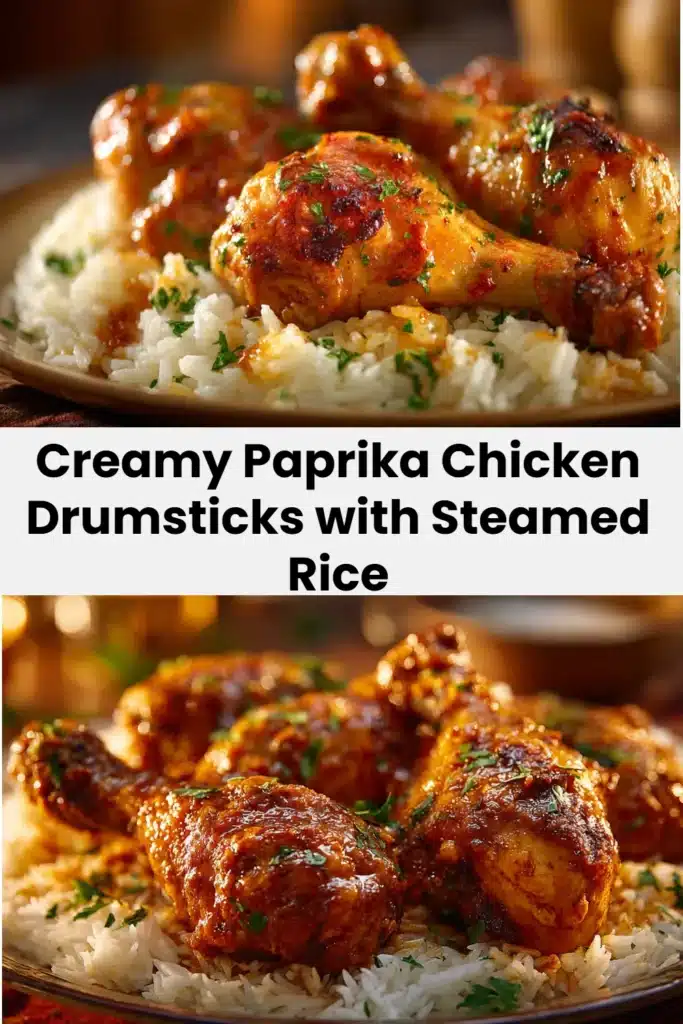 Creamy Paprika Chicken Drumsticks with Steamed Rice