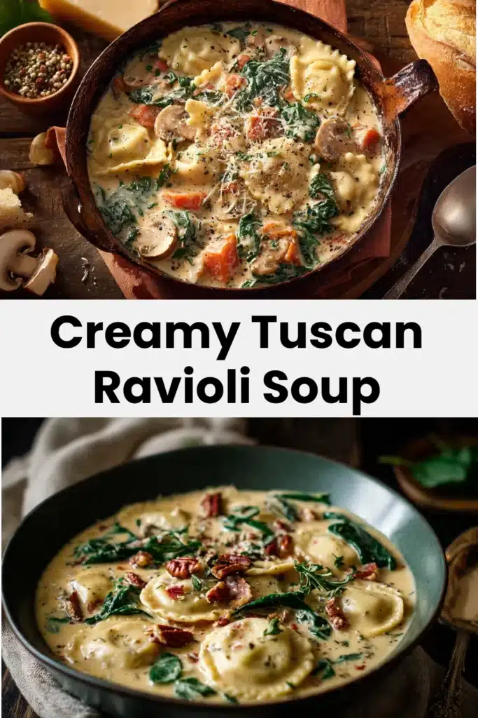 Creamy Tuscan Ravioli Soup