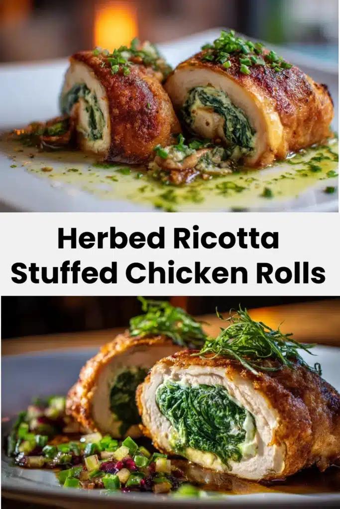 Herbed Ricotta Stuffed Chicken Rolls