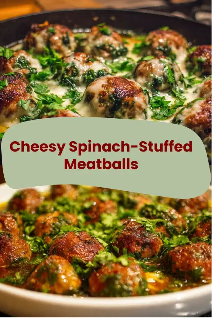 Cheesy Spinach-Stuffed Meatballs