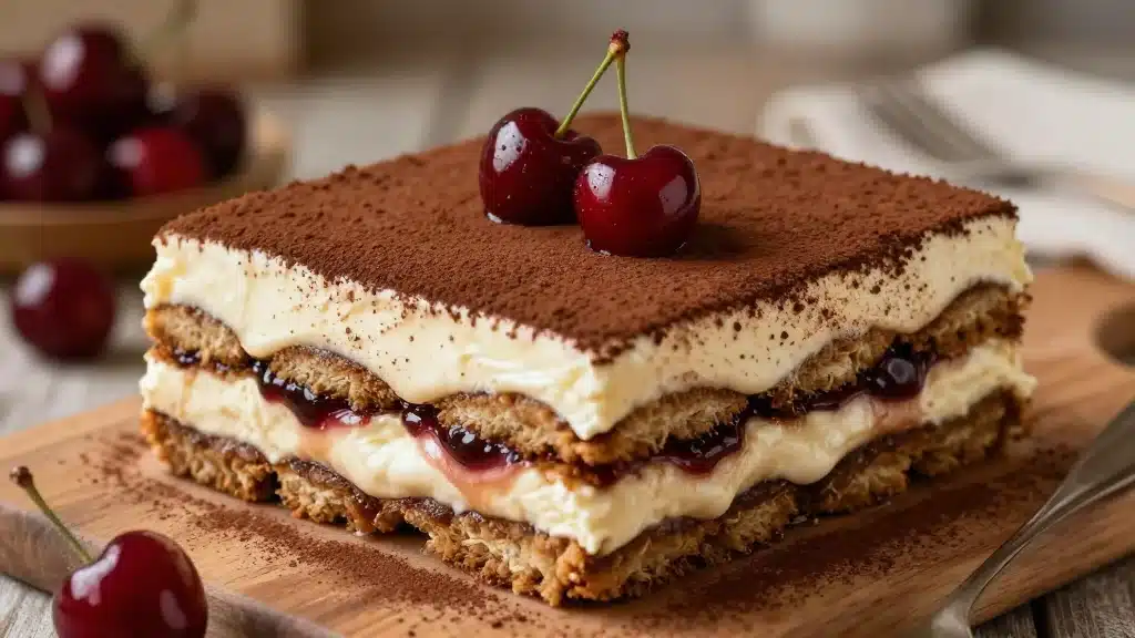 Indulge in Cherry Amaretto Tiramisu for a Delightful Twist