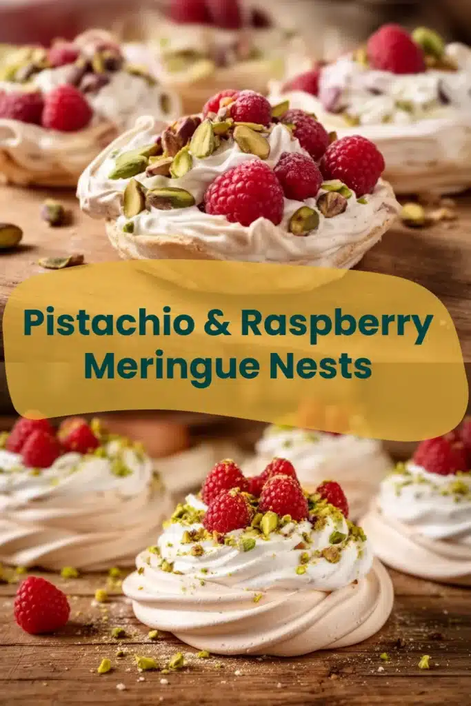 Pistachio & Raspberry Meringue Nests