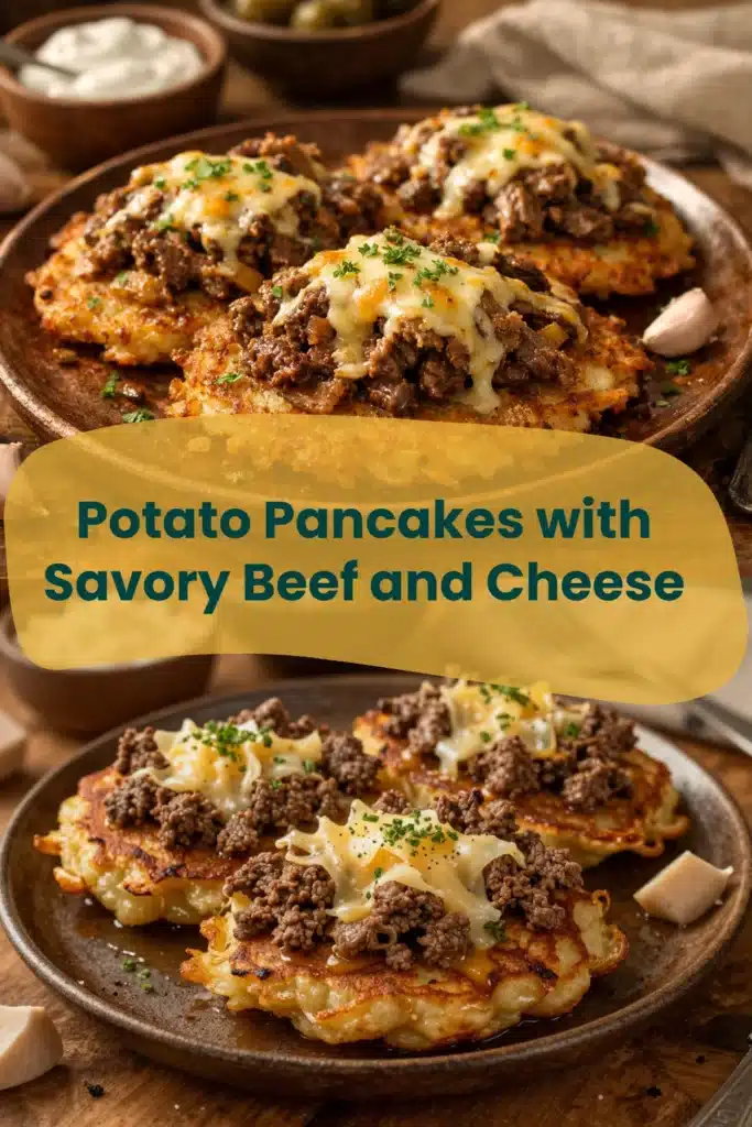 Potato Pancakes with Savory Beef and Cheese