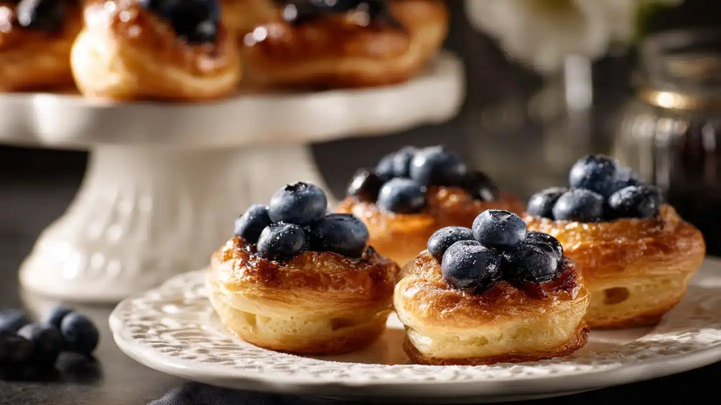 Blueberry Pastry Rings with Vanilla Cream Filling