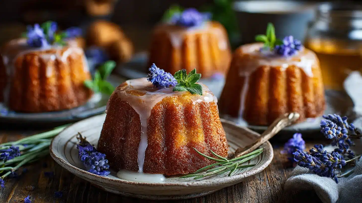 Mini Lemon Cakes With Lavender Glaze