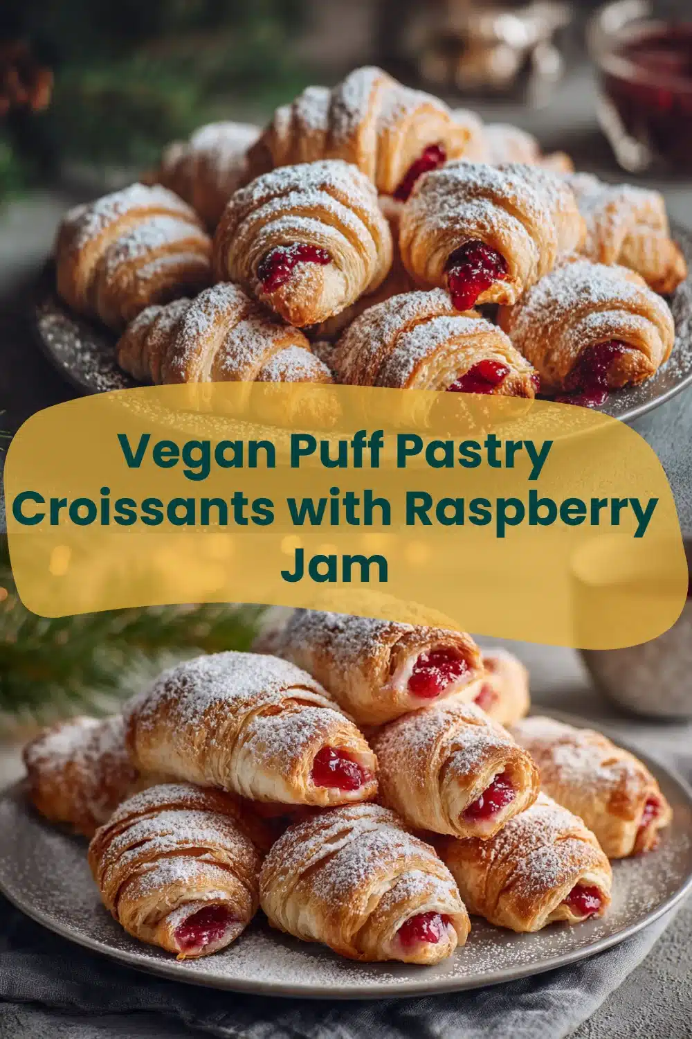 Vegan Puff Pastry Croissants with Raspberry Jam